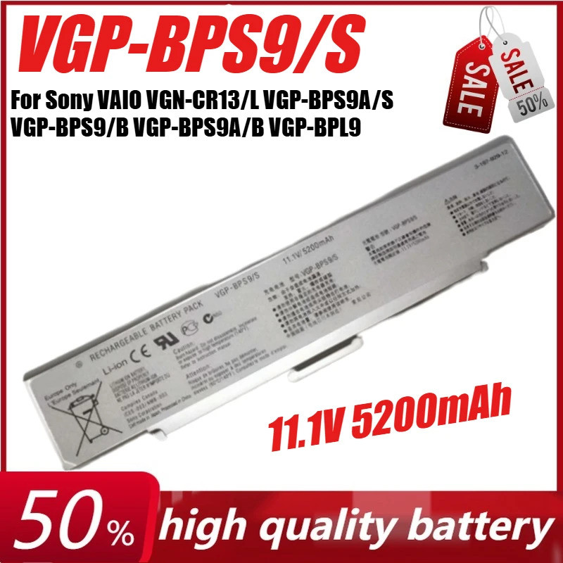 11.1V 5200mAh VGP-BPS9/S แบตเตอรี่แล็ปท็อปสําหรับ Sony VAIO VGN-CR13/L VGP-BPS9A/S VGP-BPS9/B VGP-BP
