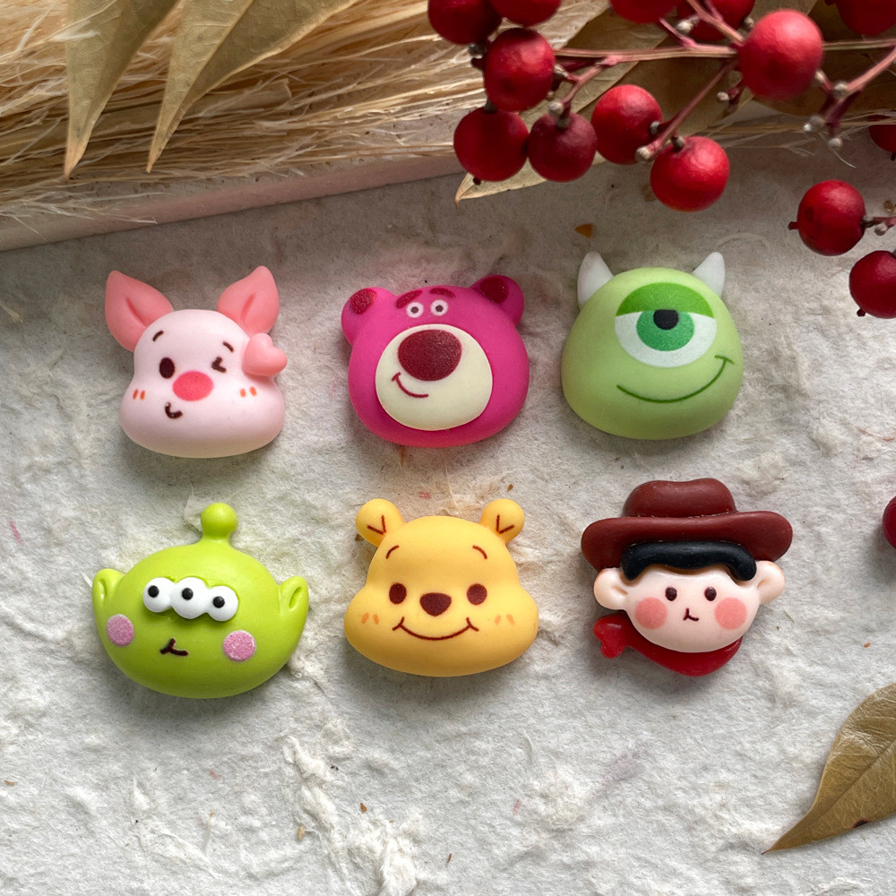 [4 @] น่ารักการ์ตูนหัวตุ๊กตาเรซิ่นอุปกรณ์เสริม ทําเอง เคสโทรศัพท์ตู้เย็นแพทช์รองเท้าหัวเข็มขัดอุปกรณ์ผมตกแต่งอุปกรณ์ขนาดเล็ก เอฟเอ็น