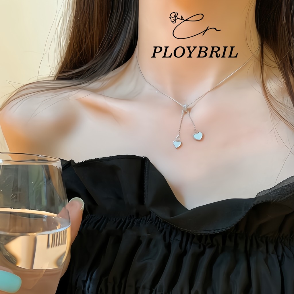 PLOYBRIL💕พร้อมส่ง สร้อยเงิน Heart tassel สร้อยเพชร สร้อยแฟชั่น สร้อยคอเงินแท้ สร้อยคอเกาหลี สร้อยคอเงิน X068