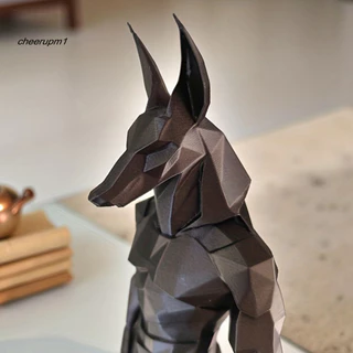 CHEER Anubis เครื่องประดับ Minimalist Anubis ตกแต่ง 3d พิมพ์ Anubis รูปปั้นตกแต่งโต๊ะ – สีดําด้าน Minimalist Low-poly Design ฐานสี่เหลี่ยมมั่นคงเหมาะสําหรับโฮมออฟฟิศ Study