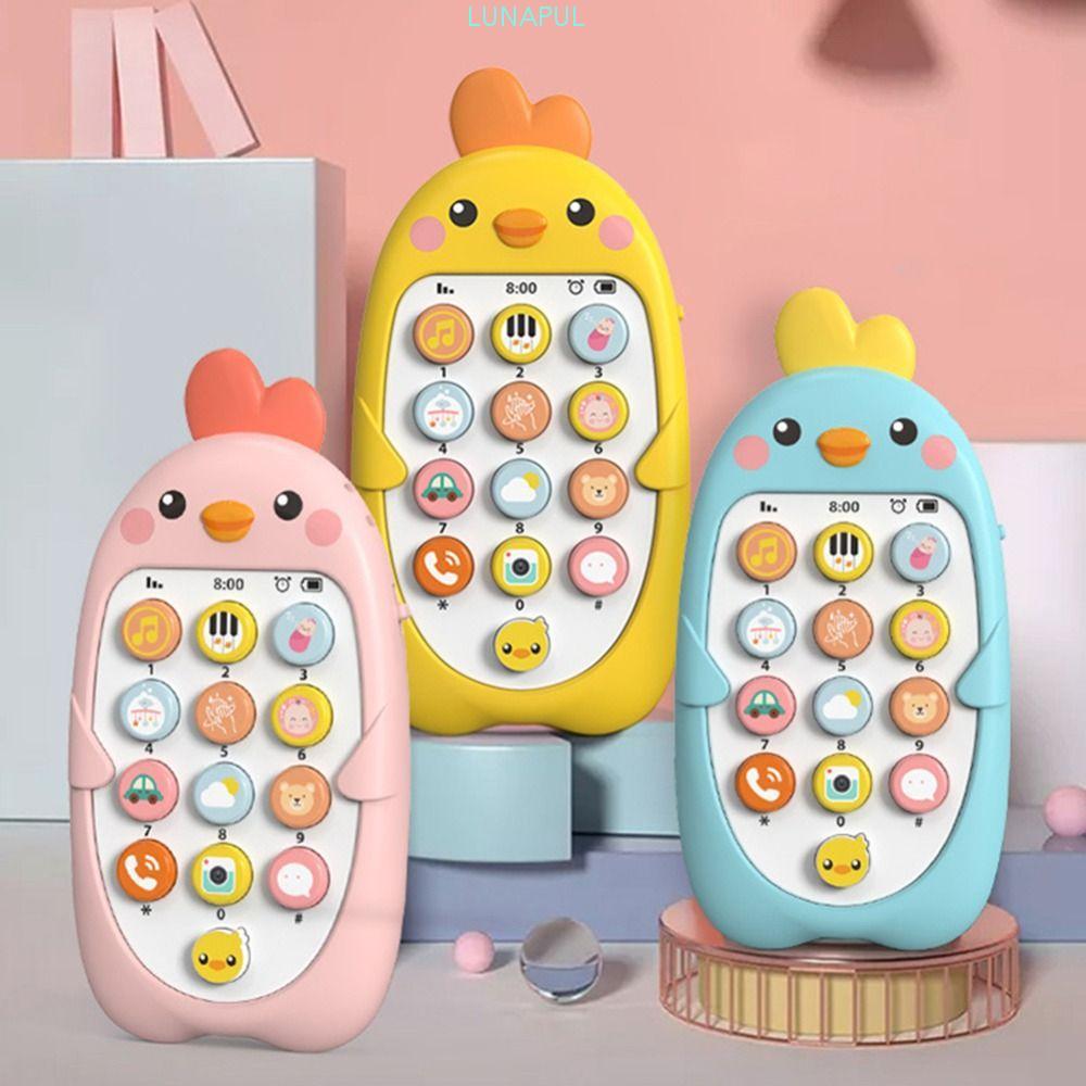 LUNAPUL Electronic Baby Mobile Phone Toy, Silicone Electronic Safe Phone Music|ทารกของขวัญจําลองโทรศ