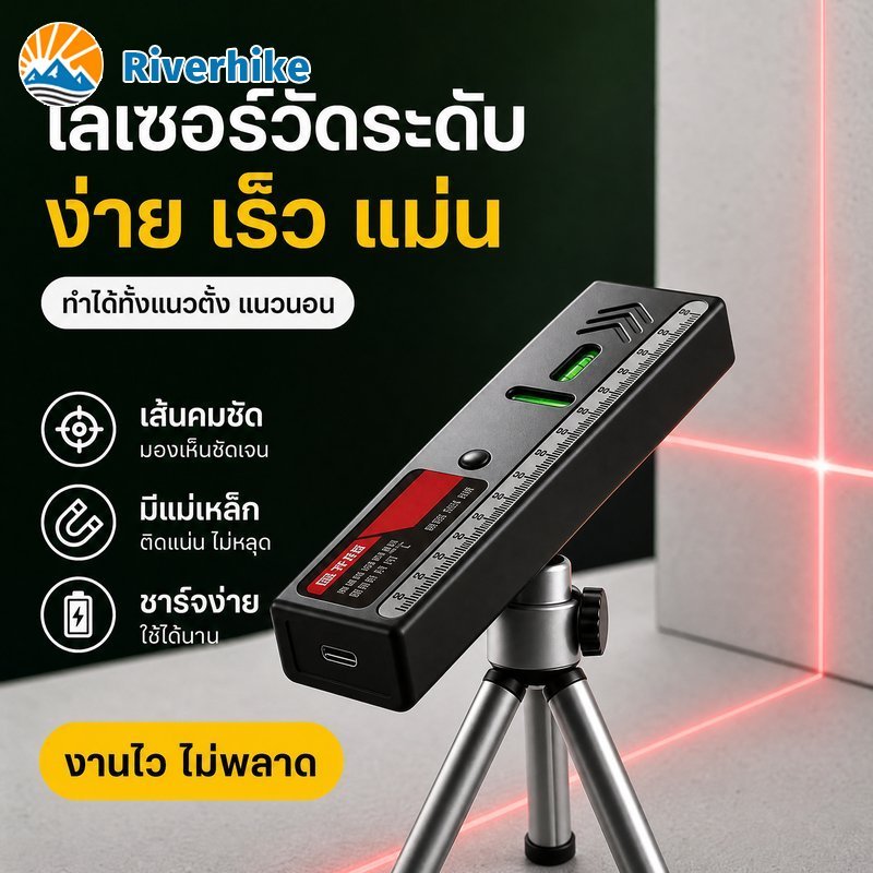 เลเซอร์วัดระดับ เลเซอร์วัดระยะ ระดับน้ำ สำหรับงานก่อสร้าง ตกแต่งบ้าน