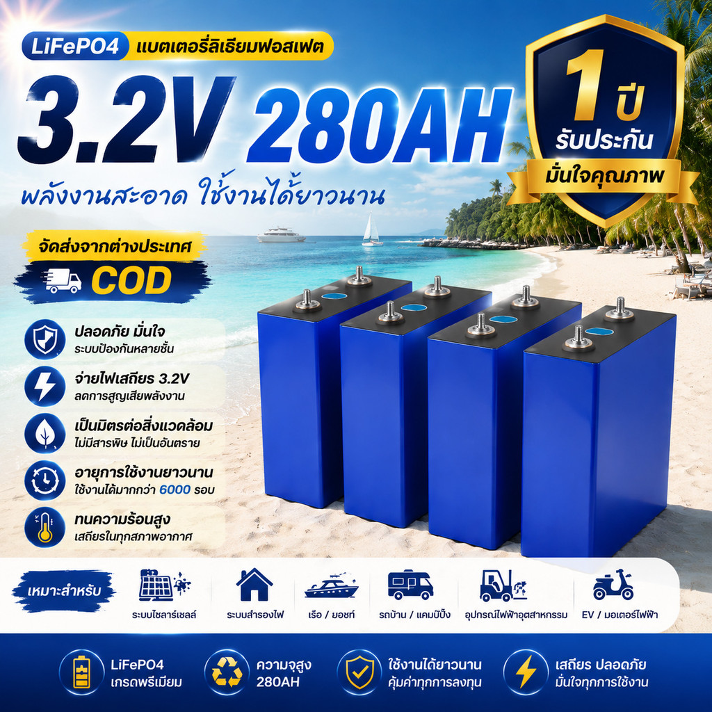 【ใหม่แบตเตอรี่】แบตเตอรี่​ลิเธียมฟอสเฟต 280ah EVE lithium ion Lifepo4 3.2V 314ah 4000 รอบ แบตลิเธียม 