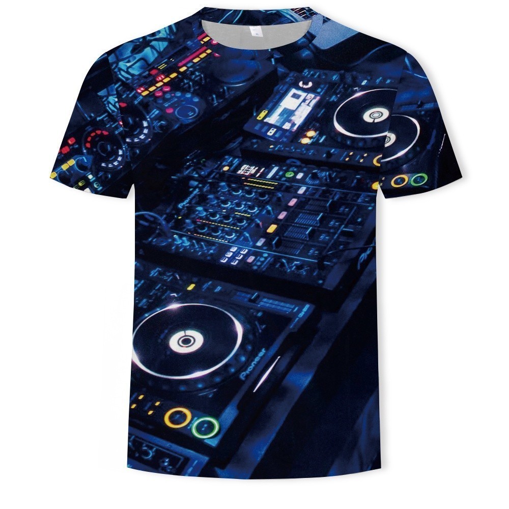 แฟชั่นฤดูร้อน O Collar เสื้อยืดผู้ชาย DJ Live Disco 3D พิมพ์เสื้อยืดลําลอง Plus ขนาด S-5XL
