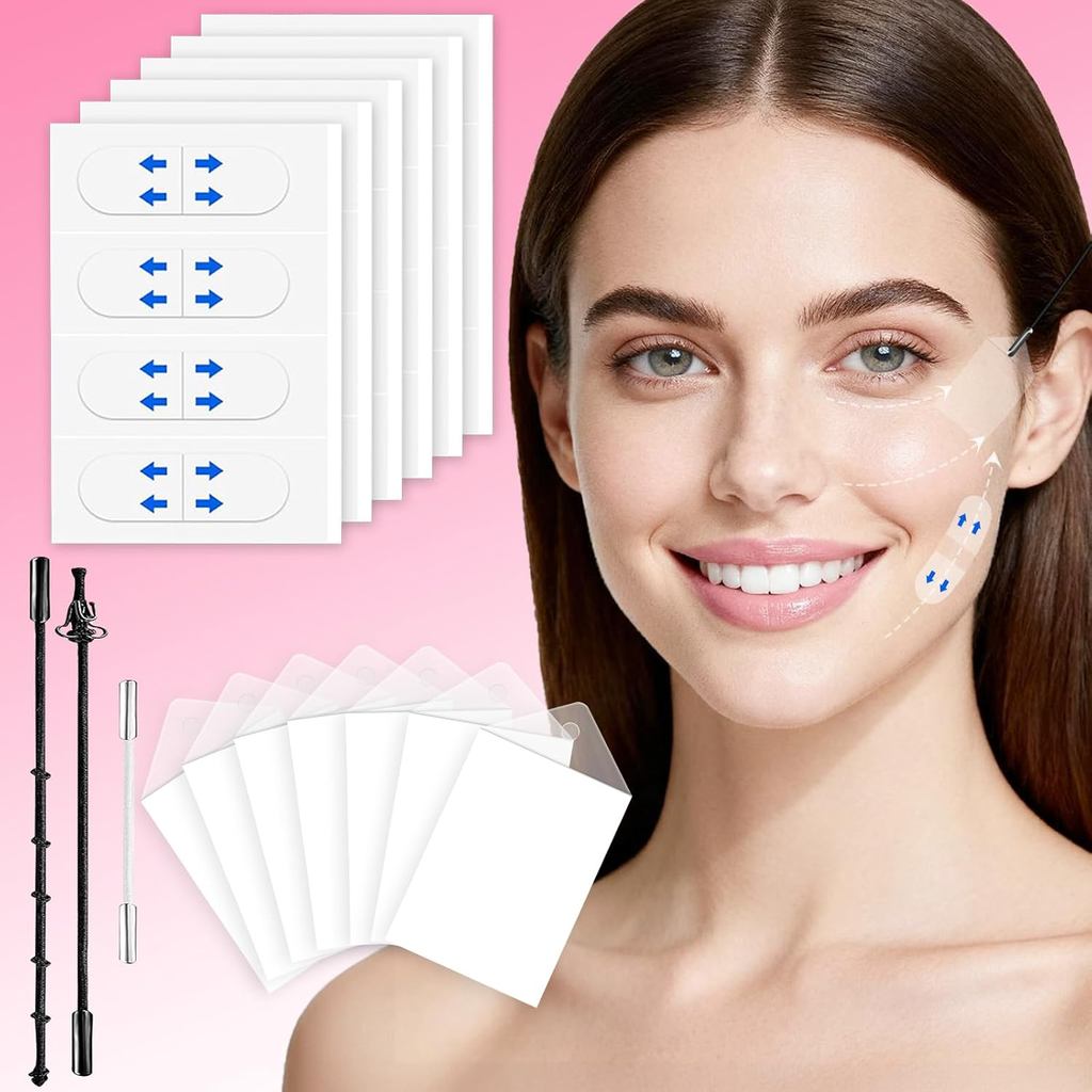 NBF เทปคอใบหน้ายกที่มองไม่เห็นเทปยกกระชับใบหน้า 140 ชิ้นเทป Facelift ทันที 9 สายแต่งหน้า V-Shaped Fa
