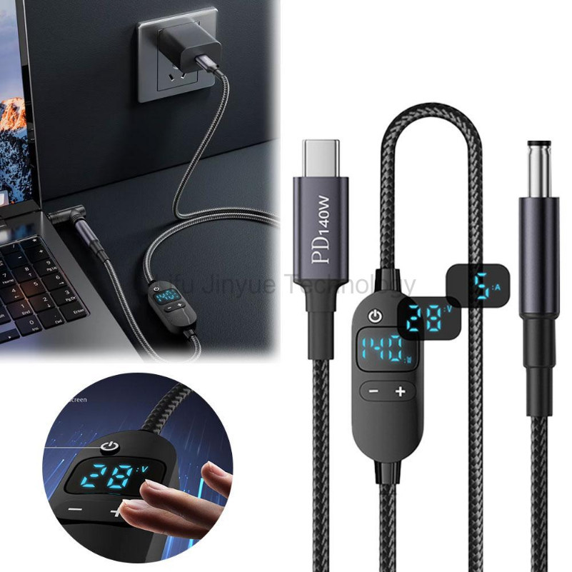 USB C ถึง DC Power Boost สาย 140W ประเภท C ถึง 5V 9V 12V 15V 20V 28V ปรับแรงดันไฟฟ้าอะแดปเตอร์สายเชื่อมต่อสําหรับแล็ปท็อป Router