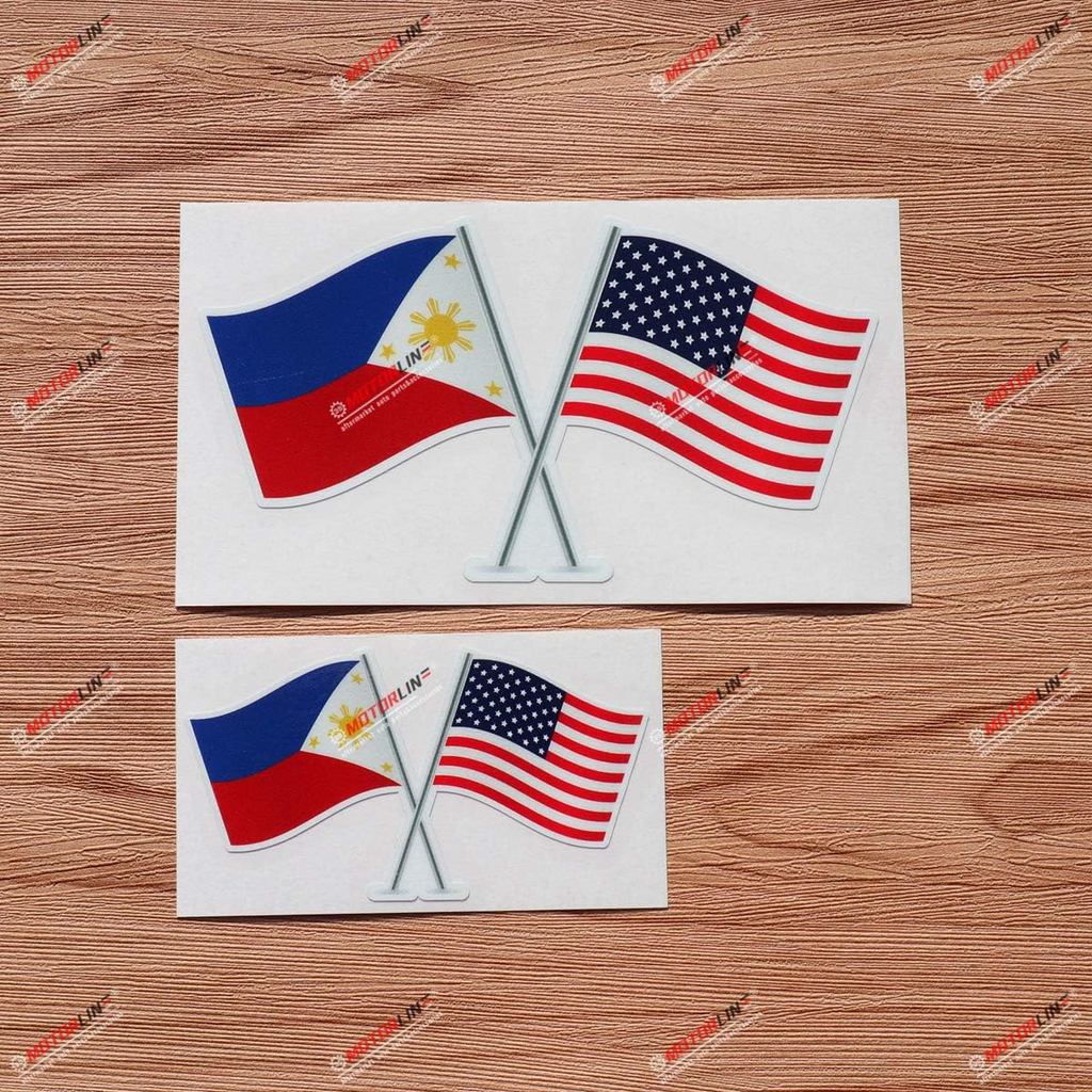 Philippines American Flags USA Pilipinas Filipino Vinyl Decal Sticker - 2 Pack Glossy, 4 นิ้ว, 6 นิ้