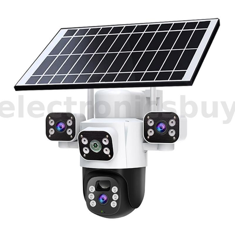 Guudgo 6MP 3 เลนส์ Ultra HD พลังงานแสงอาทิตย์กล้องรักษาความปลอดภัยไร้สาย 360° Pan Tilt Full Color Ni
