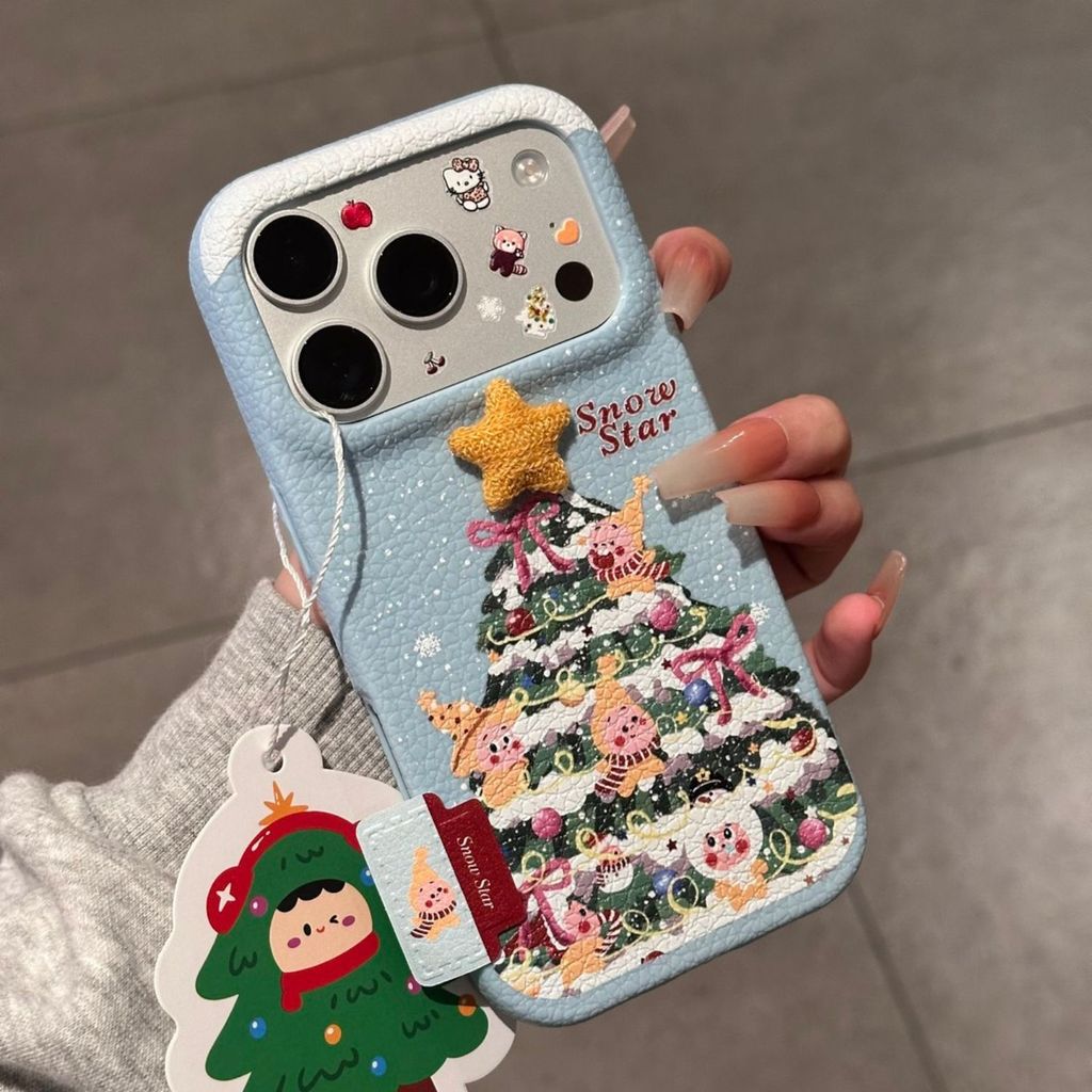 คริสต์มาส Snow Star 3D น่ารักต้นไม้ TPU เคสโทรศัพท์สําหรับ iPhone 17/16/15/14/13/12/11 Pro Max | ฝาครอบป้องกันกันรอยขีดข่วนกันฝุ่นกันกระแทก