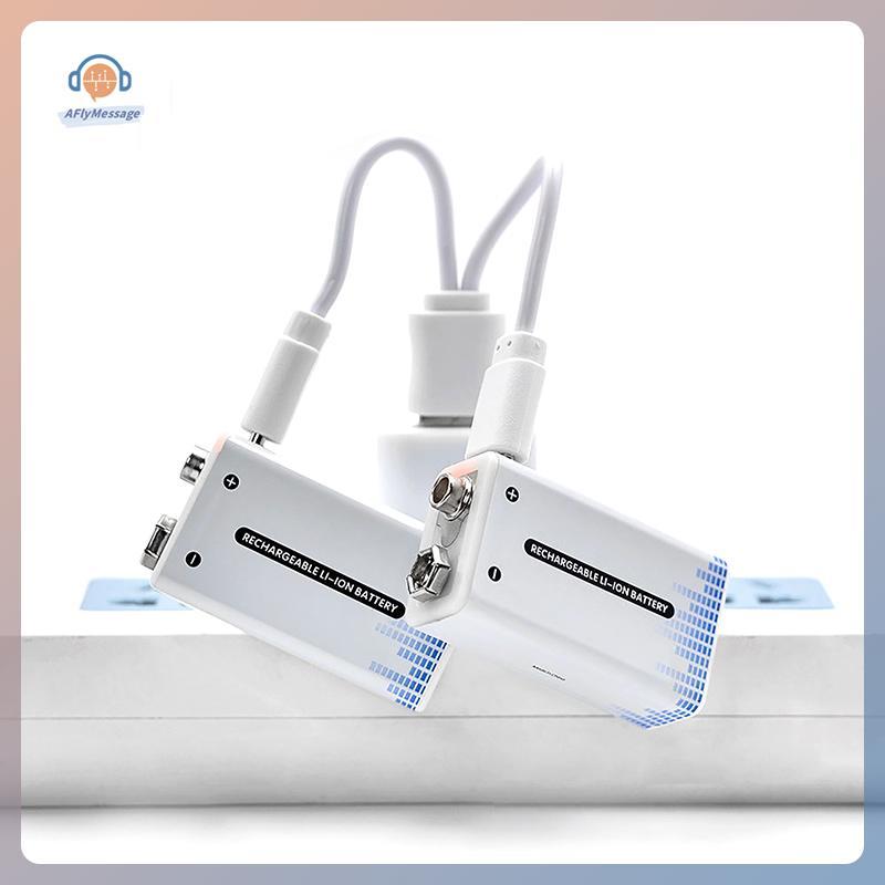 AFl 9V แบตเตอรี่ 9V li-ion Type-C แบตเตอรี่ 9v แบตเตอรี่ลิเธียมสําหรับมัลติมิเตอร์ไมโครโฟนสายชาร์จ U