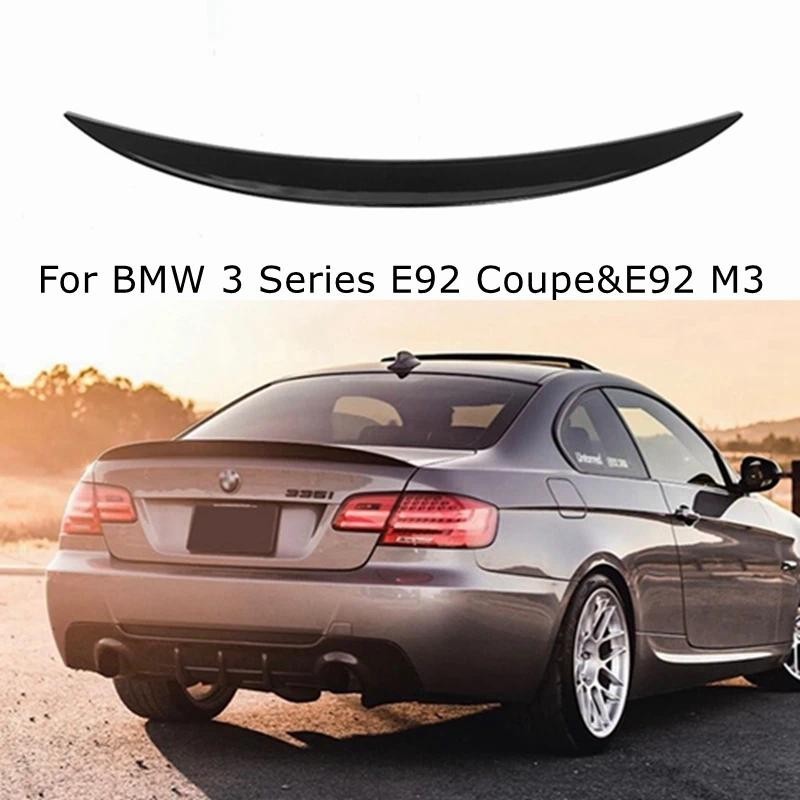 สําหรับ BMW 3 Series E92 Coupe & E92 M3 M3/M4/MP/PSM สไตล์วัสดุ ABS สีดําสดใสด้านหลังสปอยเลอร์ Trunk
