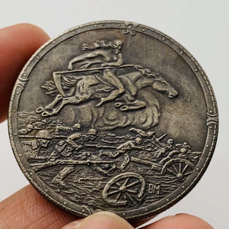 1914 World War I ทองเหลืองโบราณเงินเหรียญที่ระลึกเยอรมัน Cross Badge เหรียญทองแดง God of War Crown W