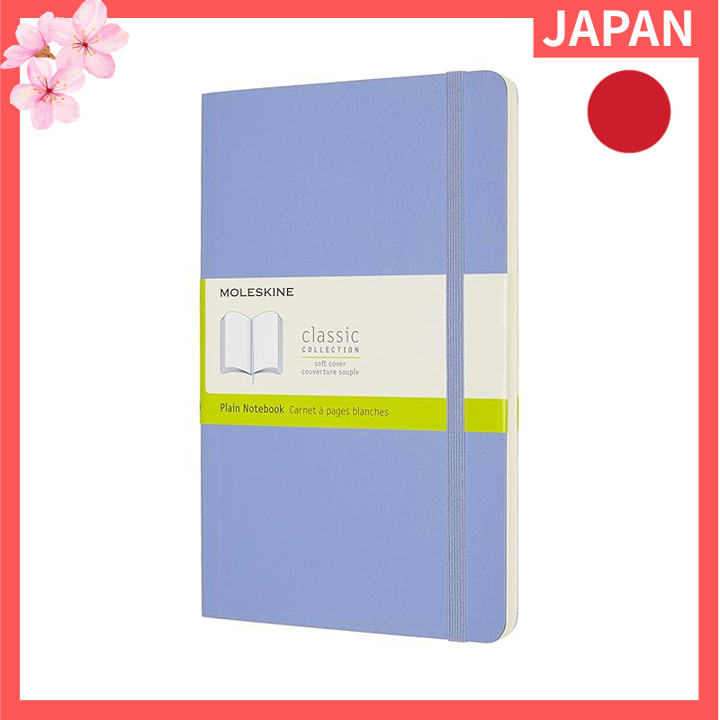 Moleskine Classic Notebook Soft Cover Plain Large Size (13cm x 21cm) Hydrangea Blue QP618B42【Direct 