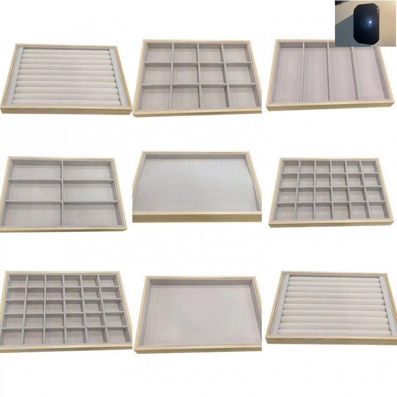 สร้อยคอ Influencer เครื่องประดับ Live แหวนกล่องมุกไม้ Props ถาดยิงกล่องเก็บสร้อยข้อมือต่างหู H3AC