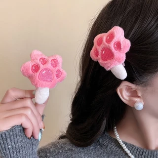 น่ารัก Quirky Zootopia themed Paw Ice Cream Clip Hairpin Plush Cat Paw สาวการ์ตูนด้านข้าง Bang คลิปเครื่องประดับผม