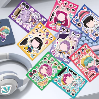การ์ตูน KPop Demon Hunters สนุกปริศนาเปลี่ยนสติกเกอร์ DIY หัตถกรรมสติกเกอร์กันน้ํา