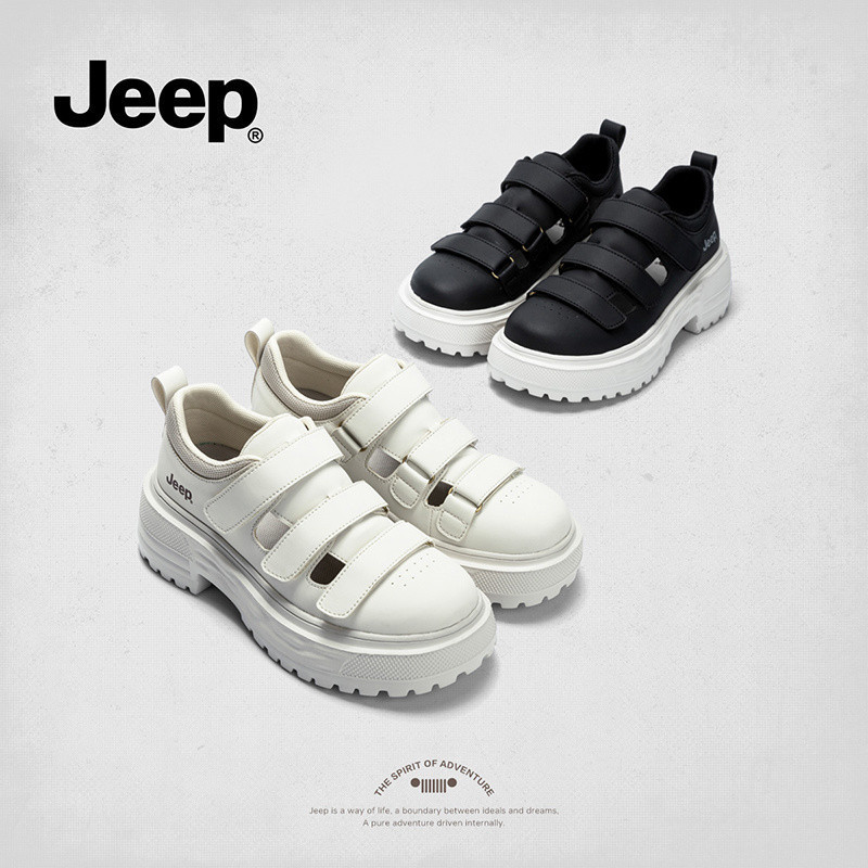 Jeep ของแท้ 2025 สไตล์ใหม่สุภาพสตรีสีขาว Breathable หนา Soled เพิ่มความสูง Toe-Covered รองเท้าแตะ * - **** &&