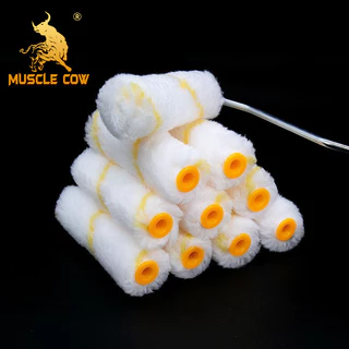 MUSCLE COW อะไหล่ลูกกลิ้ง ทาสี ขนแกะแท้ ขนาด 4 นิ้ว (1 กล่อง 10 ลูก) ยี่ห้อ ลูกกลิ้ง สีน้ำ อะคริลิค สีน้ำมัน ขนแกะ