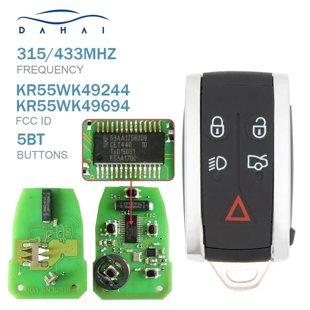 Dahai Remote Car Key 5Buttons สําหรับ Jaguar XF XFR XK XKR XJ8 XK8 2007 + 315/433MHZ FSK ID46 KR55WK