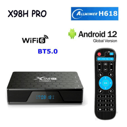 สินค้าใหม่ X98H PRO H618 Android12 4G/32G กล่องเครือข่ายบลูทูธ WIFI6 กล่องทีวี