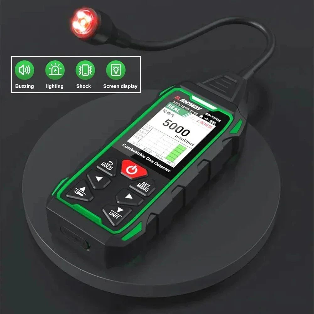 SNDWAY เครื่องตรวจจับการรั่วไหลของก๊าซที่ติดไฟได้ SW-733GS/GT Alarm ก๊าซธรรมชาติ ปิโตรเลียมเหลวแก๊ส 