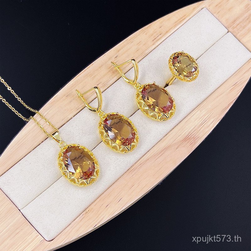 ชุดเครื่องประดับ 3 ชิ้นสำหรับเจ้าสาว ประกอบด้วยแหวน ต่างหู และสร้อยคอกำหนดเอง รักเพทาย PBG0