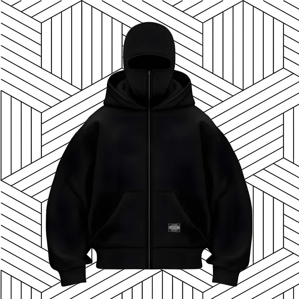 Baju Boxy Zip Up Jaket Hoodie Zipper Balaclava Mountain Compas Ninja - Jaket Boxy Mountain Compass ส