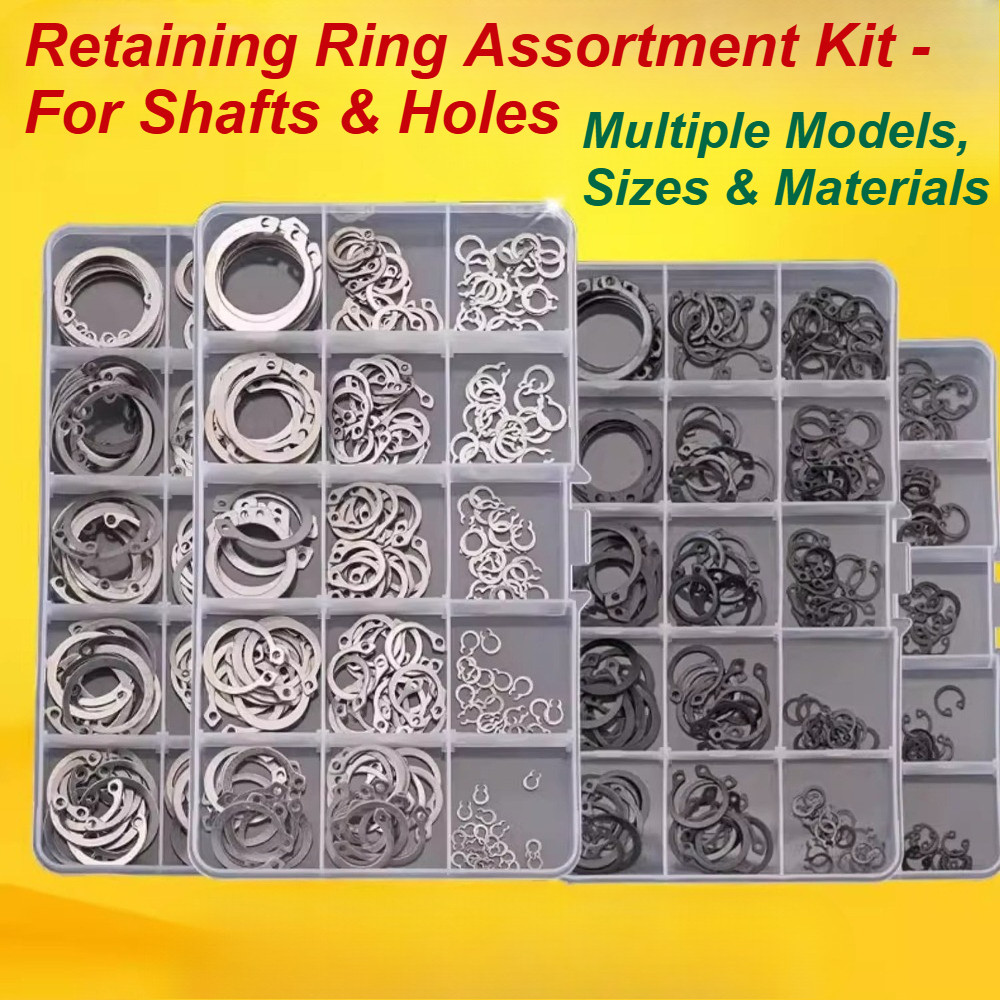 Retaining Ring Assortment Kit - For Shafts & Holes, Circlip Assortment Set, Multiple Models & Materials [MX-MB]