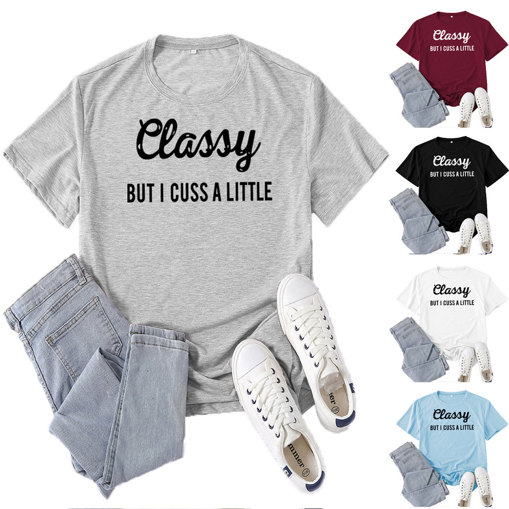 COD 2026 Source eeassy but i cuss พิมพ์แขนสั้นสุภาพสตรีสบายๆฤดูร้อนสบายๆหลวมรอบคอ COD COG3