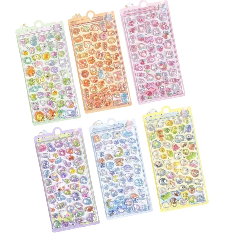 WELL 6 แผ่นคริสตัลคริสตัลสติกเกอร์นูนสําหรับเด็กโครงการความคิดสร้างสรรค์ตกแต่งและการพัฒนาการเรียนรู้