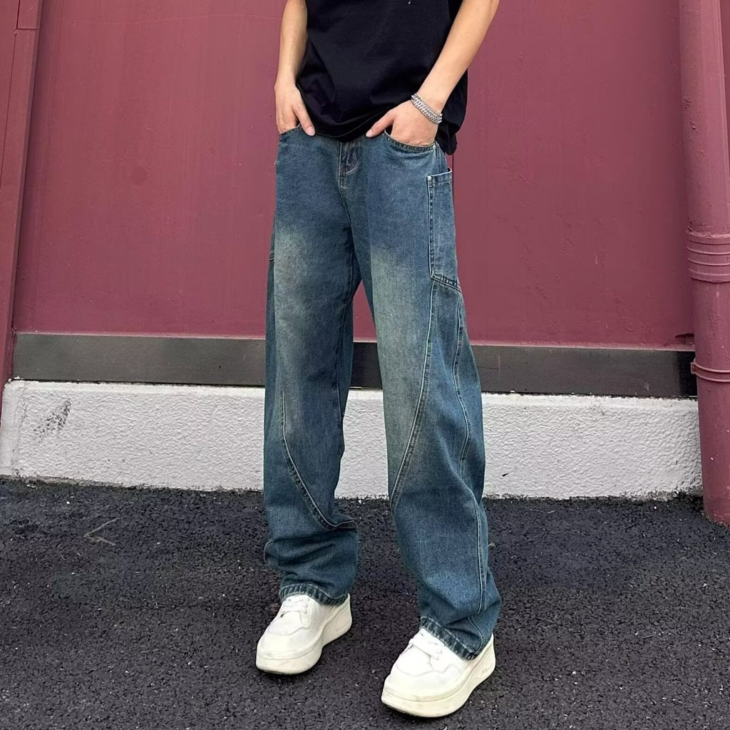 KINWOO [Street Loose Fit] กางเกงยีนส์ขากว้างผู้ชาย-ผู้หญิง 2025 สีน้ำเงินเข้ม/สีฟ้า/สีดำ | ทรงหลวม Washed ลําลองทรงตรง ✨ ยีนส์สีฟ้า ยีนส์สีน้ำเงินเข้ม ยีนส์ดำขากว้าง - รูปที่ 5
