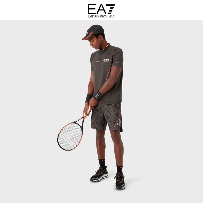 เสื้อโปโล Emporio Armani / Armani Ea7 ฤดูใบไม้ผลิ 2023 ลายโลโก้ตัดกันและปกยืน