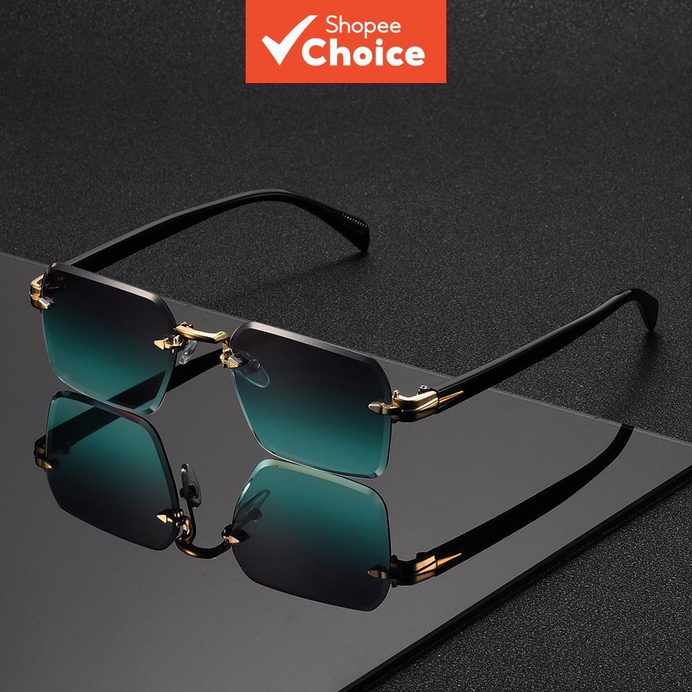 Stylish Unisex Square Frameless แว่นกันแดดสวมใส่ทุกวันหลายสีน้ําหนักเบา UV Protection Shades