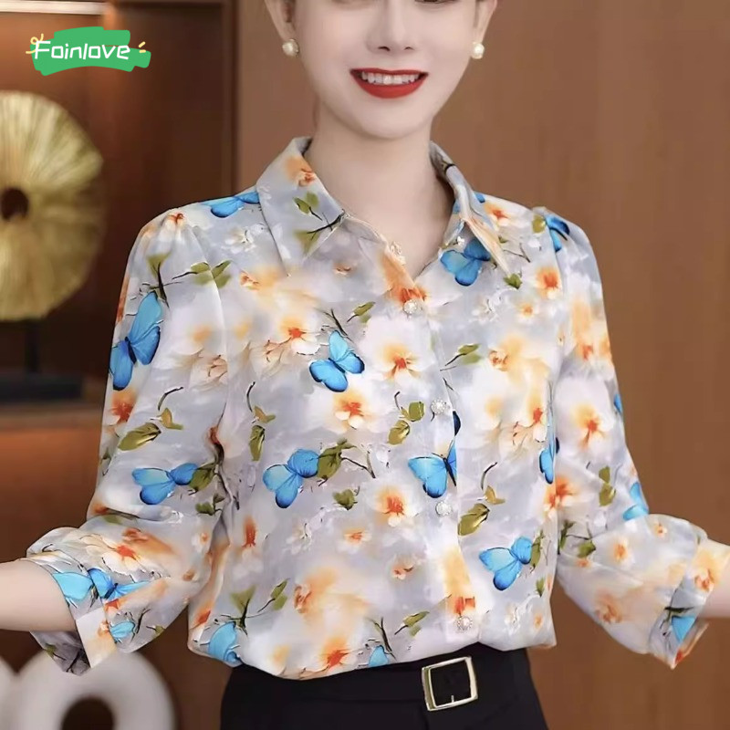 เสื้อคาร์ดิแกนพิมพ์ลายสำหรับแม่วัยกลางคน สไตล์ตะวันตก ไซส์บวก