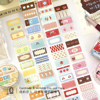 เทป Washi Pre-Cut Washi เทปสติกเกอร์สําหรับ Scrapbooking Writable สติกเกอร์เทป Kawaii รูปแบบสติกเกอร์สติกเกอร์ม้วนสําหรับ Scrapbooking