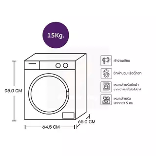 [จัดส่งพร้อมติดตั้ง] LG เครื่องซักผ้าฝาหน้า Inverter 15 kg รุ่น F2515SNEG.AEGPETH