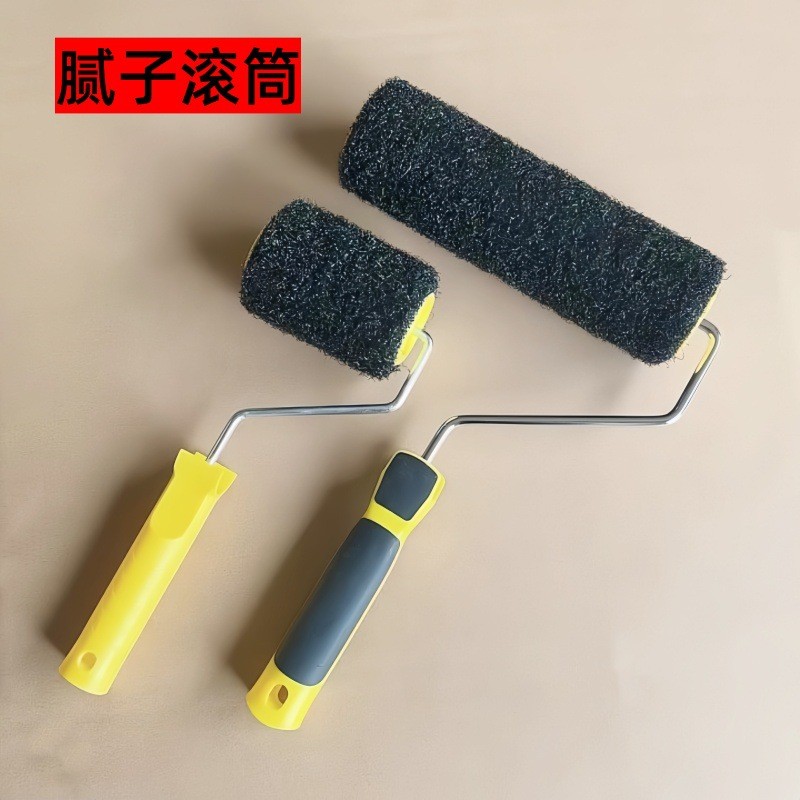 สีดํานิ้ว Putty Roller Bold ไนลอนวัสดุด้านบนแปรงลูกกลิ้ง Texture Art Paint Brushed Wall Paint