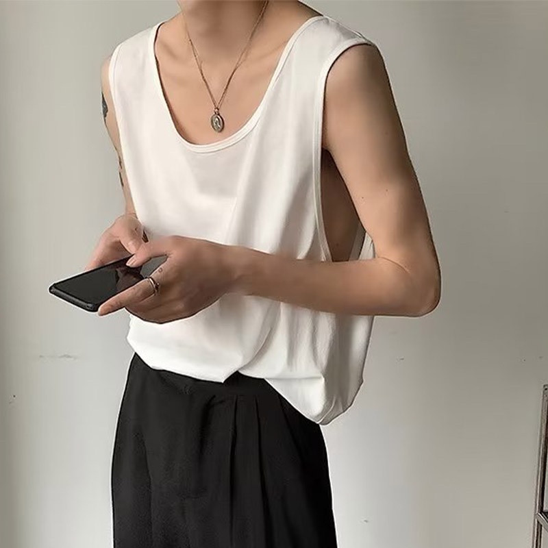 EERSHENSHI เสื้อกั๊กผู้ชายหลวมสบายๆแฟชั่น All-Matching เสื้อยืดแขนกุด