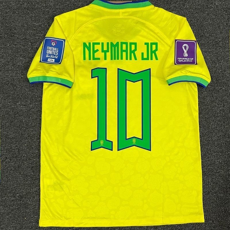 2022 World Cup Brazil Brazil Jersey Team Jersey Home No. 10 เนย์มาร์ ชุดฟุตบอลแขนสั้น