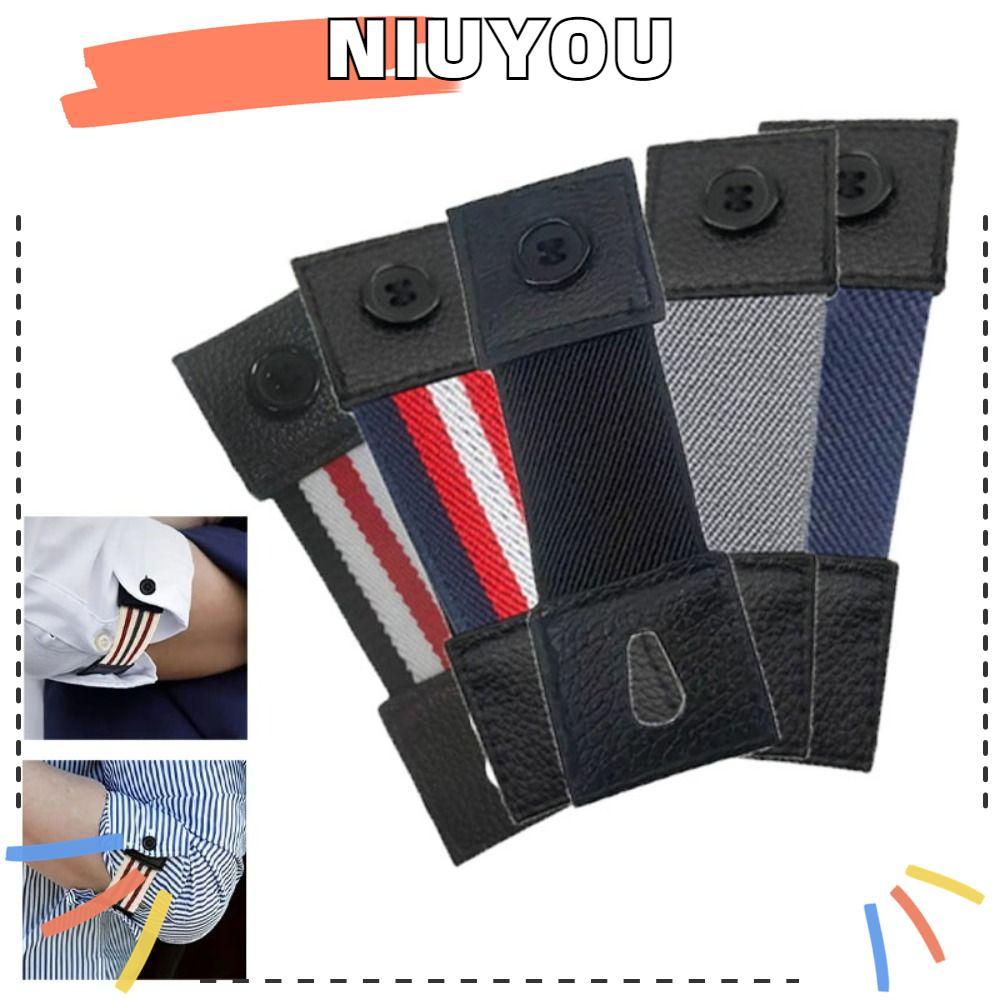 NIUYOU เสื้อแขนปรับยืดได้ Cufflinks Armband ทนทาน แขน Cuffs Bands ปุ่มขยาย อุปกรณ์เสริม