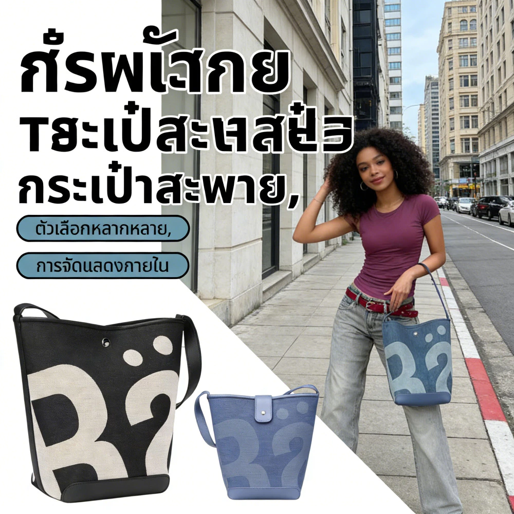 วินเทจชนสีตัวอักษรขนาดใหญ่ผ้าใบถังน้ำกระเป๋าสำหรับผู้หญิงความจุขนาดใหญ่ไหล่เดียว TOT กระเป๋านักเรียนเดินทางกระเป๋าถือ