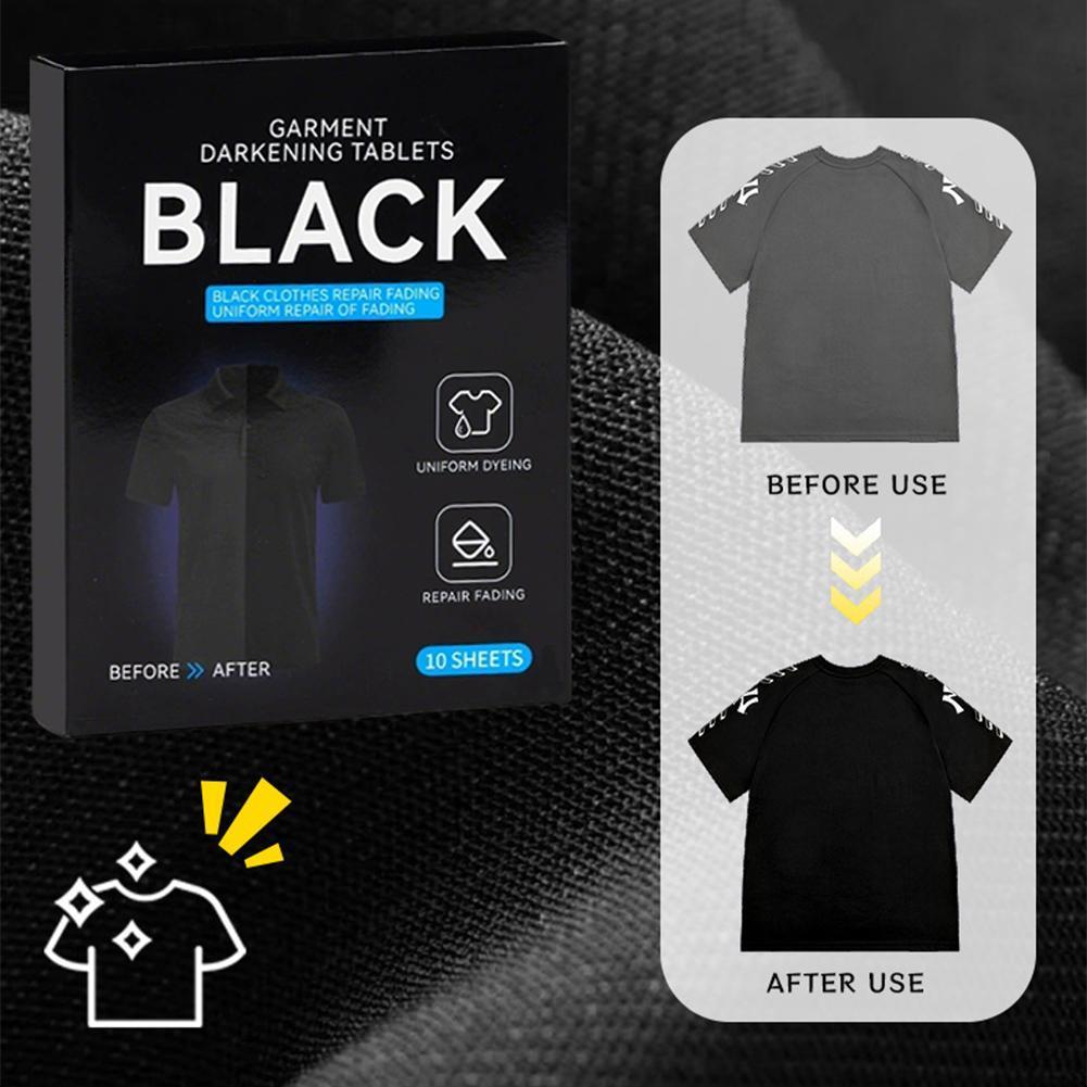 ❦เลนเม❦ แท็บเล็ตย้อมผ้าสีดํา 10 ชิ้น/กล่อง การฟื้นฟูสีเสื้อเชิ้ตสีดําอเนกประสงค์เข้มข้น H3f8  ❦เลนเม