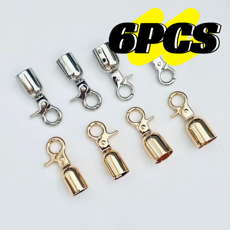 6PCS Alloy Lobster Clasp สายไฟ End Caps หมุน Snap Hook เชือกสําหรับ VIP Stanchion Barrier เชือก DIY กระเป๋าถือสายคล้องอุปกรณ์ฮาร์ดแวร์