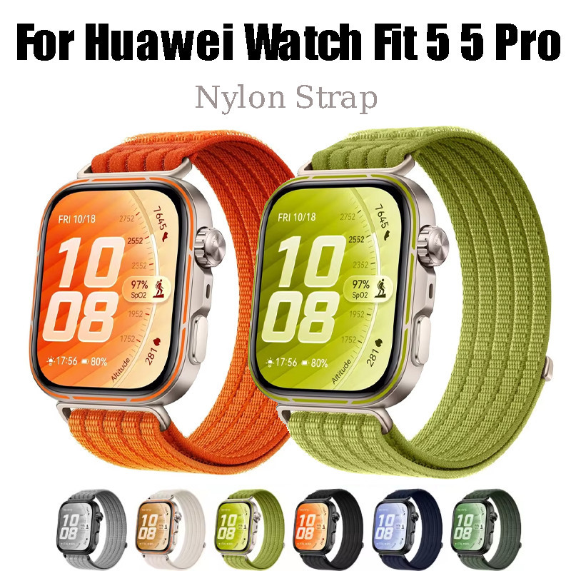 อย่างเป็นทางการห่วงไนลอนทอสําหรับ Huawei Watch Fit 5 สายรัดข้อมือระบายอากาศสําหรับนาฬิกา Huawei Fit 5 Pro สายนาฬิกา
