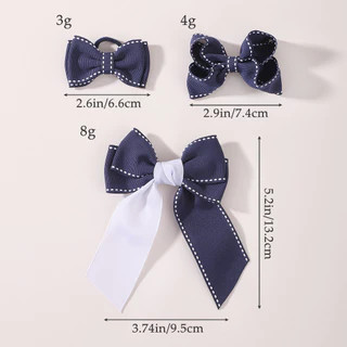 1/2pcs ริบบิ้นผม Bows คลิปผม Tie ชุดสําหรับสาว Navy Blue คลาสสิก Bowknot Hairpin Headwear เด็กอุปกรณ์เสริมผม