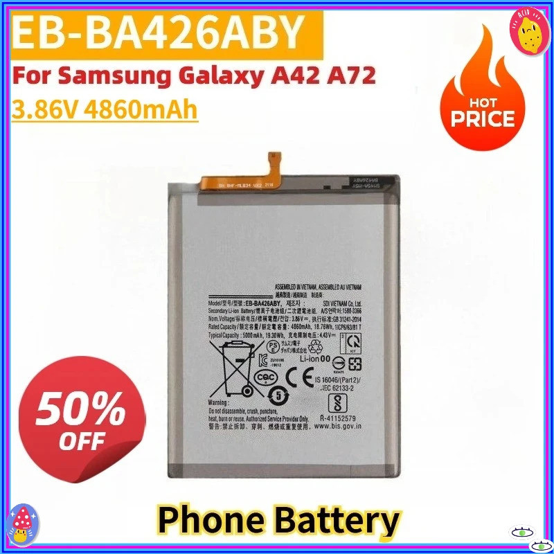 ใหม่เปลี่ยนแบตเตอรี่โทรศัพท์ EBBA426ABY EB-BA426ABY 3.86V 4860mAh แบตเตอรี่สําหรับ Samsung Galaxy A4