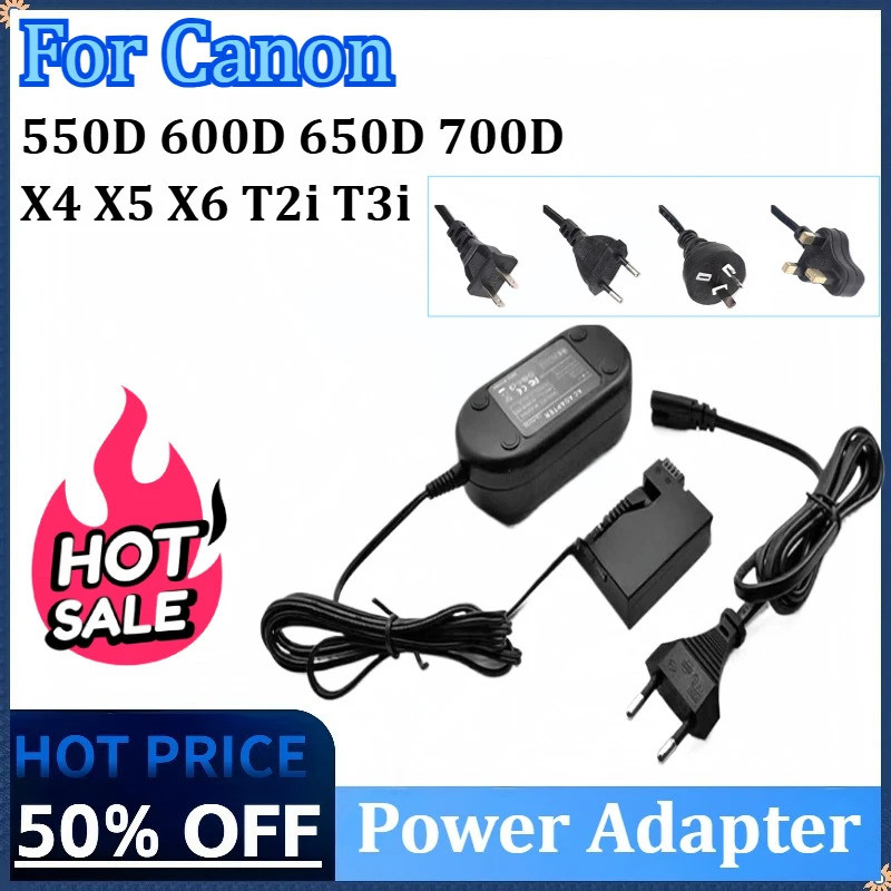 สําหรับ Canon ACK-E8 ACK E8 AC Adapter Kit CA-PS700 + DR-E8 DC Coupler Fit T2i T3i 550D 600D 650D 70