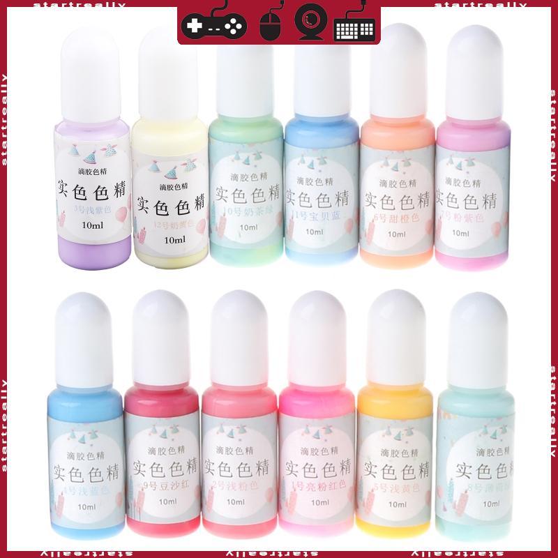 ST อีพ็อกซี่เรซิน Pigment 12 ขวด Macaron Candy สีเรซิ่นสี Dye ปลอดสารพิษ Liquid Colorant สําหรับเครื่องประดับ DIY ทํา