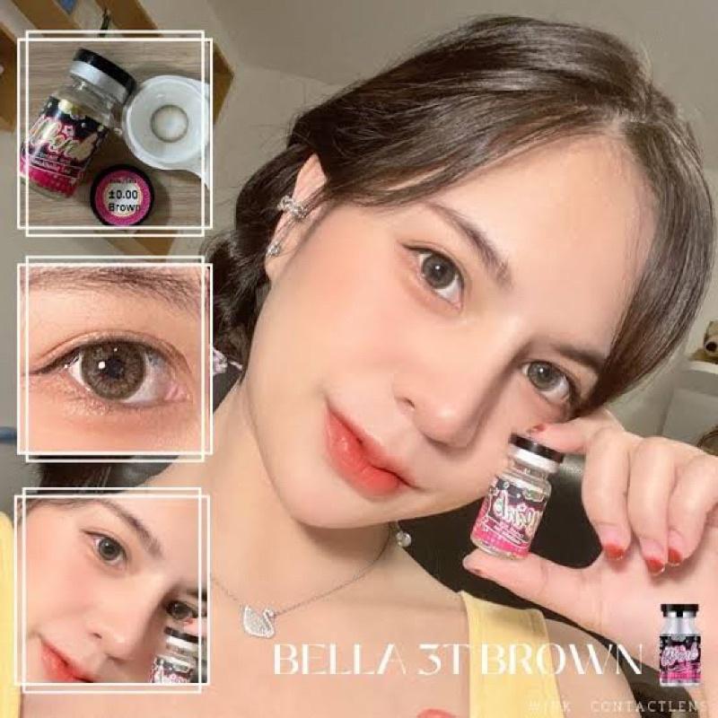 Bella3tone brown (Wink lens) ขนาดตาโต Big กรองแสง uv (บิ๊กอาย คอนแทคเลนส์ Bigeye) b1