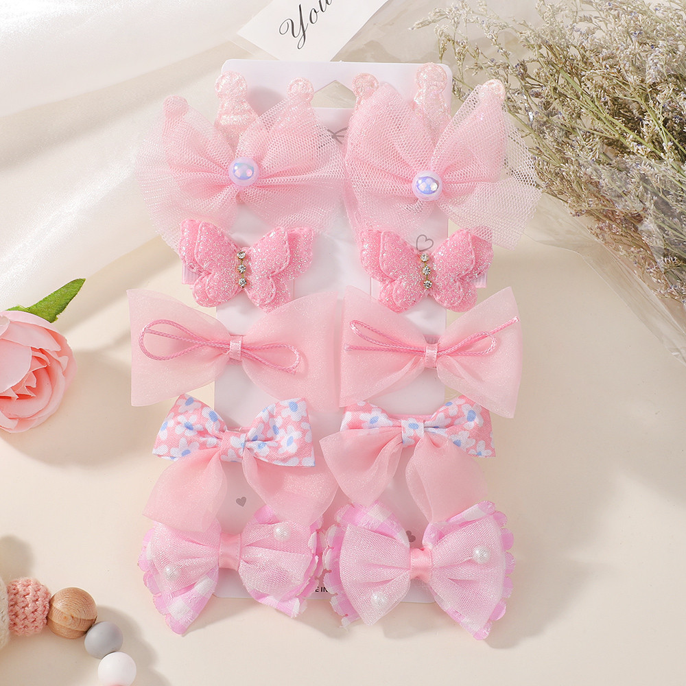 10ชิ้น/เซ็ตโบว์ดอกไม้ยืดหยุ่น ชม. วงการบิน เด็กสาวหวานผูกผมแฟชั่น ชม. หูฟัง อุปกรณ์ผมน่ารักยางรัดของขวัญ
